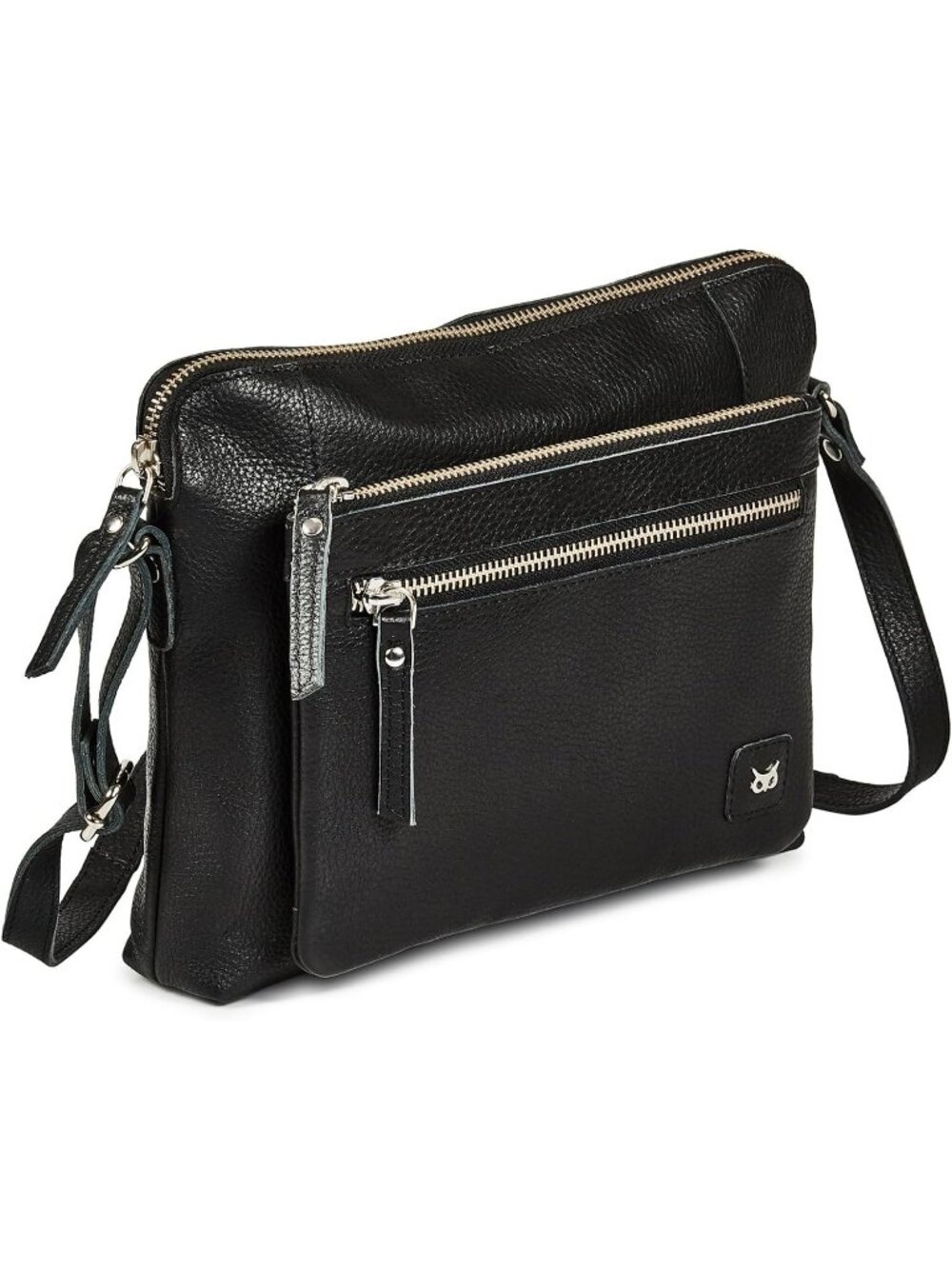 Women's Black Genuine Leather Sling Purse with Adjustable Strap Crossbody bags